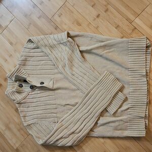 Eddie Bauer Cotton Tan  Sweater with Ribbed Texture